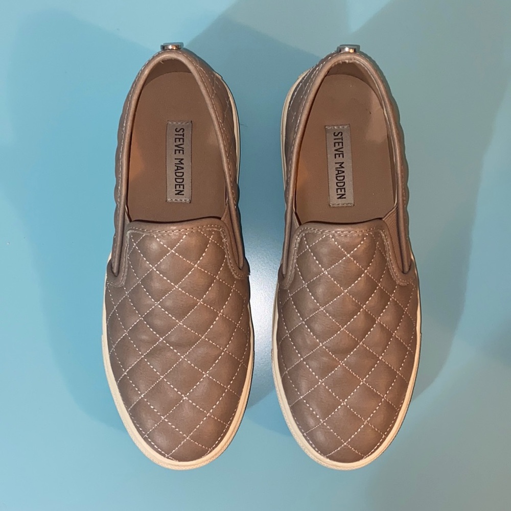 Taupe Steve Madden slip on shoes